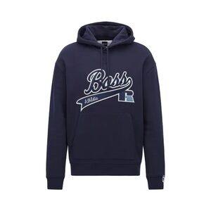 RARE HUGO BOSS X Russell Athletic Hoodie Sweater Embroidered Large Navy Blue